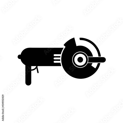 black silhouette of an angle grinder on white back.svg