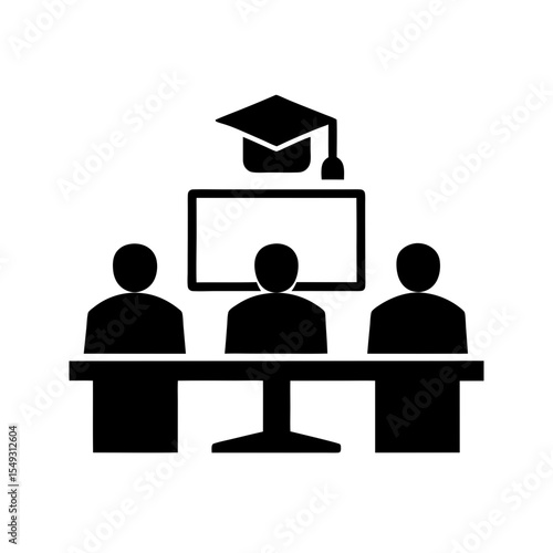black silhouette of an online class setup on white.svg