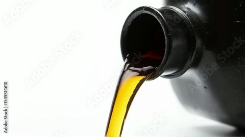 4K Stock Video Motor Oil Pouring, Lubricant Fluid, Engine Oil Change