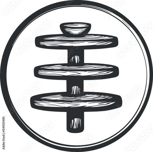 Black and white wooden dumbbell icon symbolizing fitness and strength training equipment