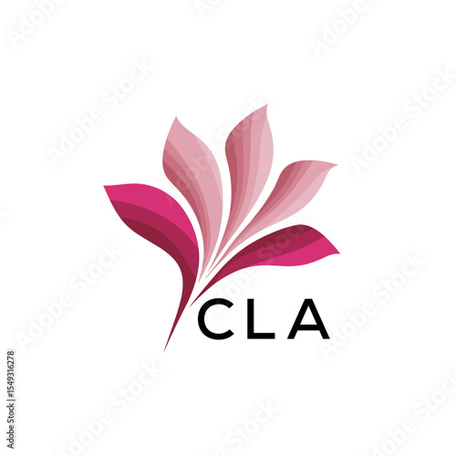 CLA "Creative Bloom Logo Concept with Gradient Leaves" CLA Later Logo, Elegant Abstract Floral Logo Design in Pink Shades"
