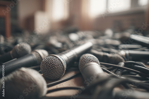 Wallpaper Mural Broken microphones as concept of war press Torontodigital.ca