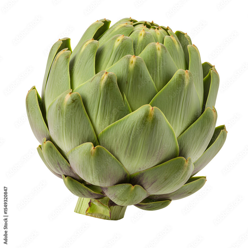 Obraz premium Close-up of Green Artichoke on White Background Fresh and Healthy
