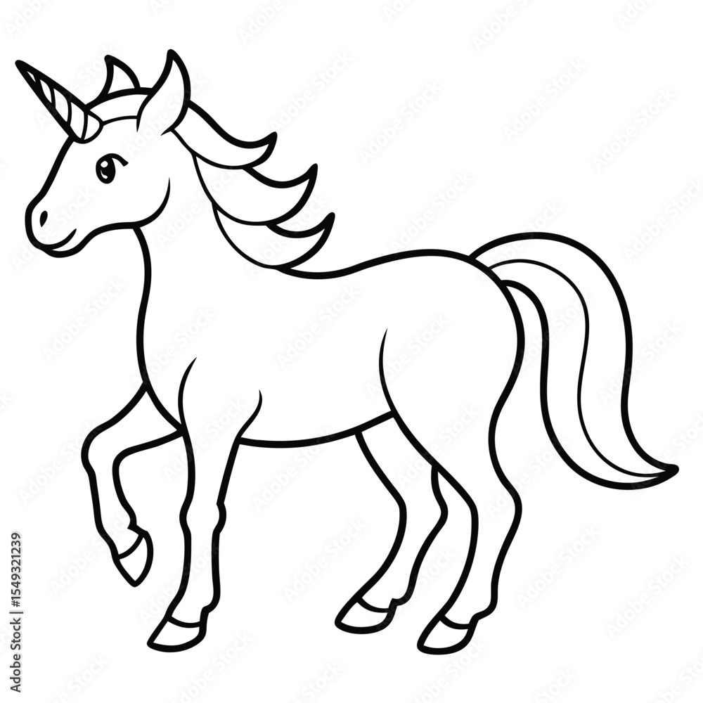 Fototapeta premium Unicorn Coloring Page for Kids – Magical, Rainbow, and Adorable Design