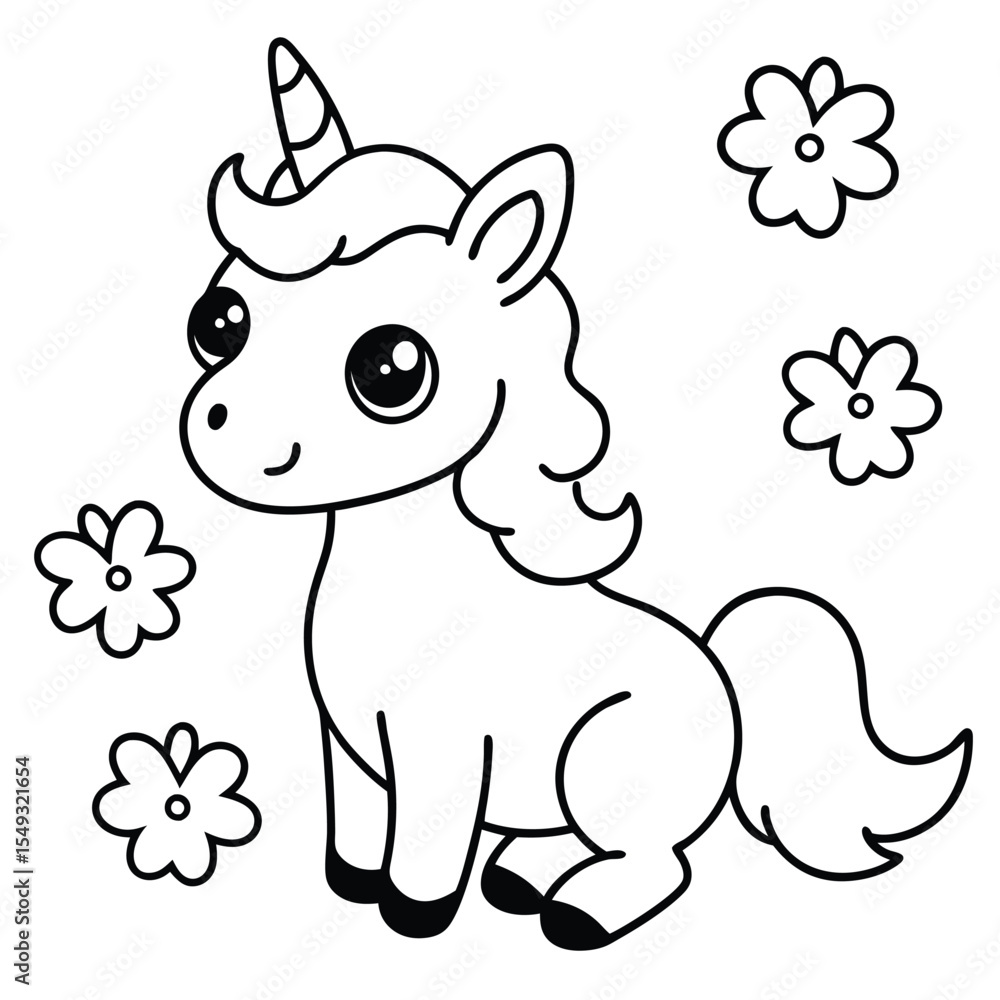 Fototapeta premium Unicorn Coloring Page for Kids – Magical, Rainbow, and Adorable Design