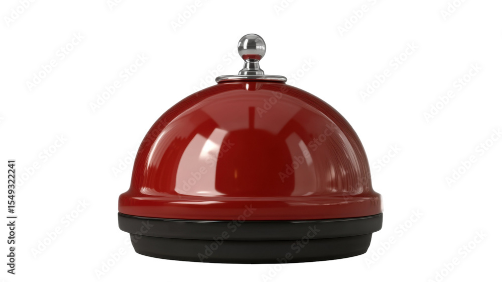 Obraz premium Title: Red Service Bell Ring Isolated on White Background Classic Desk Call Bell Icon for Alert or Reception Use