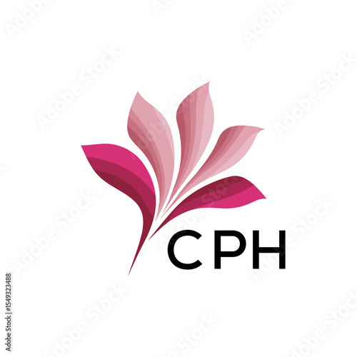 CPH "Creative Bloom Logo Concept with Gradient Leaves" CPH Later Logo, Elegant Abstract Floral Logo Design in Pink Shades"
