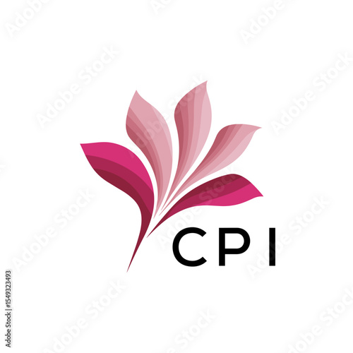 CPI "Creative Bloom Logo Concept with Gradient Leaves" CPI Later Logo, Elegant Abstract Floral Logo Design in Pink Shades"
