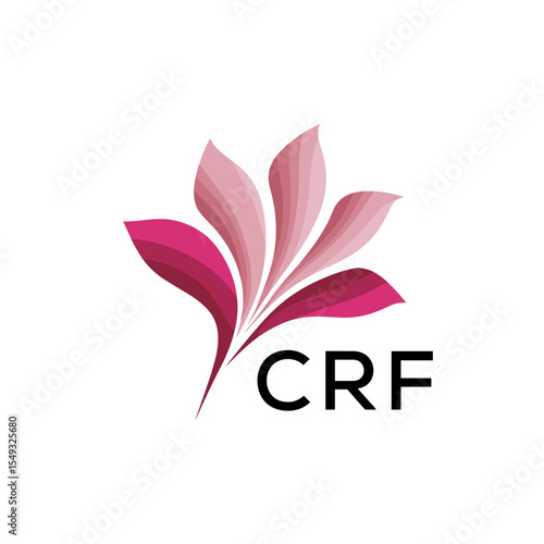CRF "Creative Bloom Logo Concept with Gradient Leaves" CRF Later Logo, Elegant Abstract Floral Logo Design in Pink Shades"
