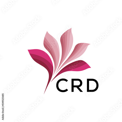CRD "Creative Bloom Logo Concept with Gradient Leaves" CRD Later Logo, Elegant Abstract Floral Logo Design in Pink Shades"
