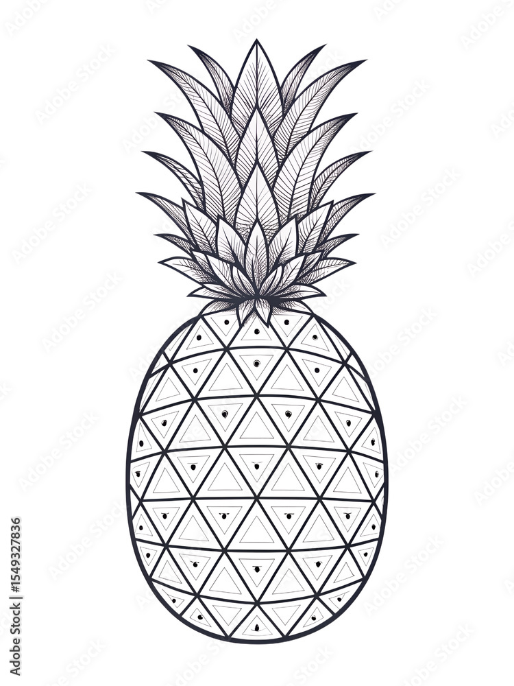 Obraz premium Pineapple Outline Icon Tropical Fruit