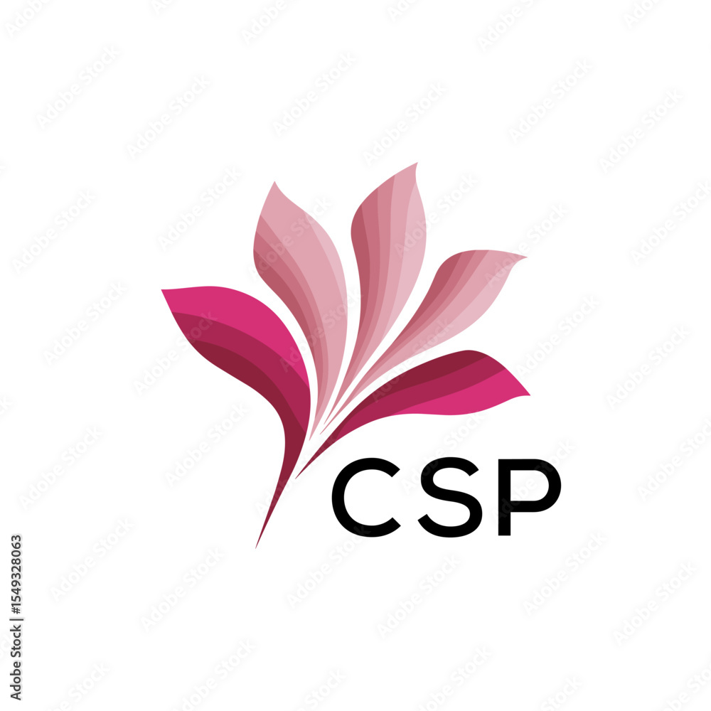 Obraz premium CSP Creative Minimal Nature Logo, CSP Later Logo, Modern Pink Leaf Logo Vector, Elegant Floral Abstract Logo Design. 