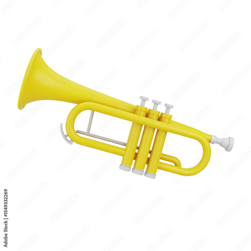 Fototapeta premium Plastic Style Trumpet Musical Instrument Illustration Isolated on White Background