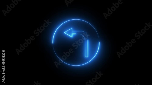 Wallpaper Mural Abstract neon simple arrow icon. Left cyan arrow neon icon on black background. direction icon, direction arrow icon animation on black background. Torontodigital.ca