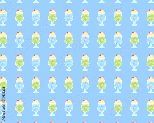 クリームソーダのシームレスパターン2