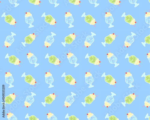 クリームソーダのシームレスパターン1