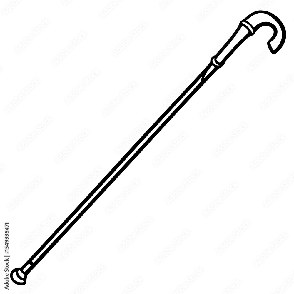 Obraz premium Walking Cane Silhouette Vector Art