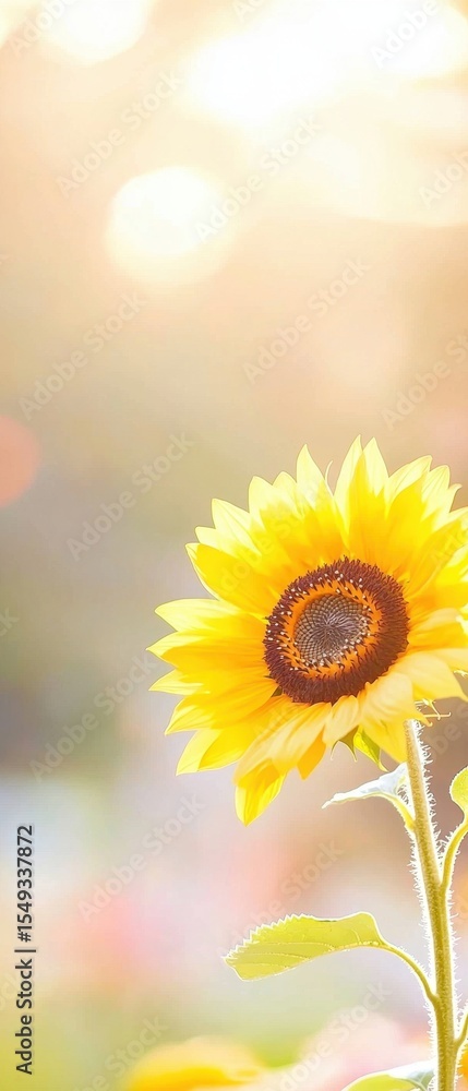 Obraz premium Beautiful Sunflower Blooming in Soft Natural Light during Summer