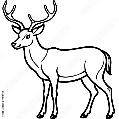 Wapiti and Vole Outline Art in Vector Style