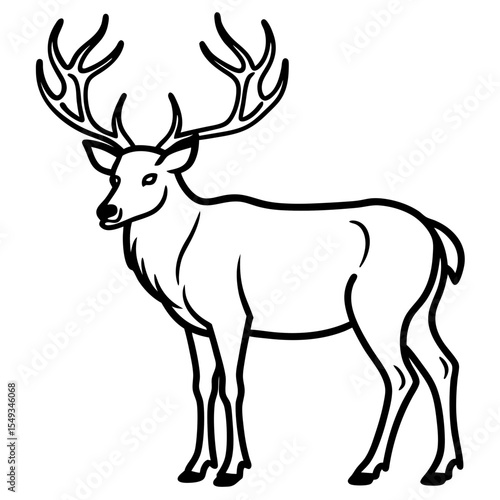 Wapiti and Vole Outline Art in Vector Style