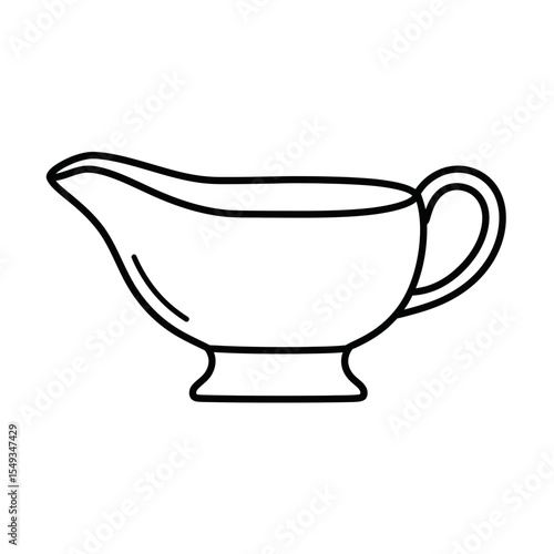 Outline drawing of a gravy boat with handle design silhouette