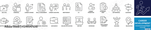  Career Development Icon Set job loss, unemployment, termination, fired, layoff, lost job