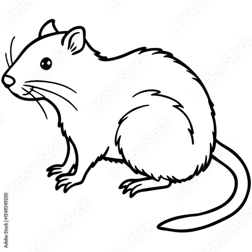 Water Vole Silhouette Vector in Fine Line Style