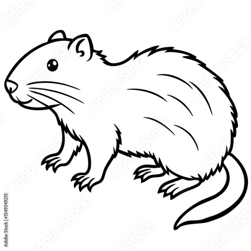 Water Vole Silhouette Vector in Fine Line Style