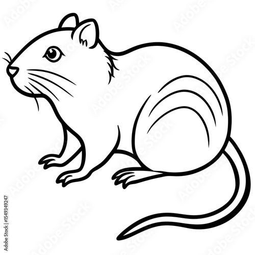 Water Vole Silhouette Vector in Fine Line Style