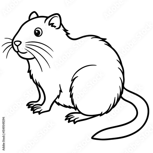 Water Vole Silhouette Vector in Fine Line Style