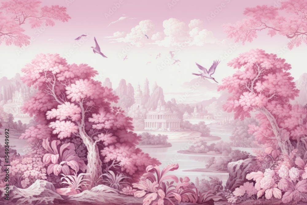 Naklejka premium Illustration solid toile with eagle border plant creativity outdoors.