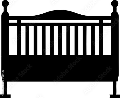 Baby Crib Silhouette Vector Illustration Black And White 