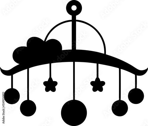 Baby Mobile Silhouette Vector Illustration Black And White
