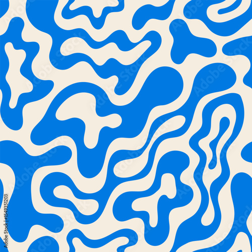 Vector flat background with wavy organic shapes. Abstract psychedelic seamless pattern