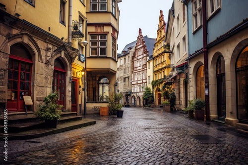 Old town architecture cobblestone street alley.