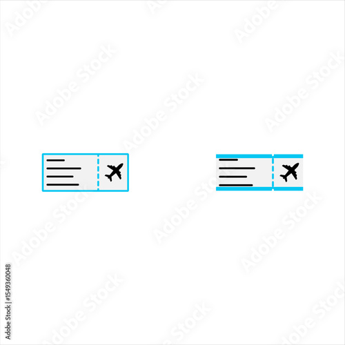 airplane ticket icon set illustration. fair airplane ticket for tourist flight sign through airplane ticket reservation seat in economy class first class vip airplane ticket coupon symbol