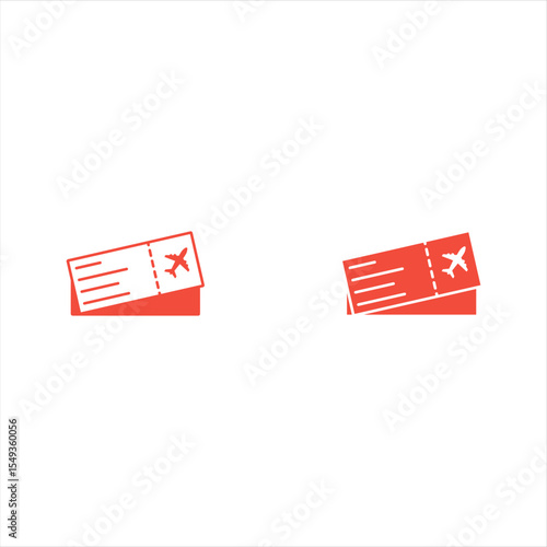 airplane ticket icon set illustration. fair airplane ticket for tourist flight sign through airplane ticket reservation seat in economy class first class vip airplane ticket coupon symbol