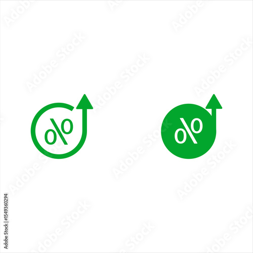 Arrow percent up editable stroke outline icon set isolated on white background flat vector illustration. Pixel perfect. 64 x 64