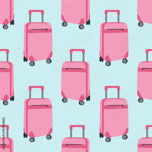 Seamless pattern of suitcases, bags, backpacks for travel in doodle style. Hand drawn luggage icons.