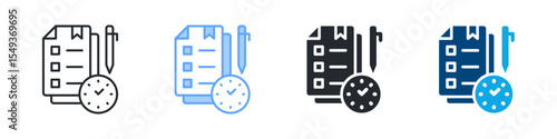 Planning Icon Set Multiple Style. Designed In Outline, Blue, Glyph, Dual Tone