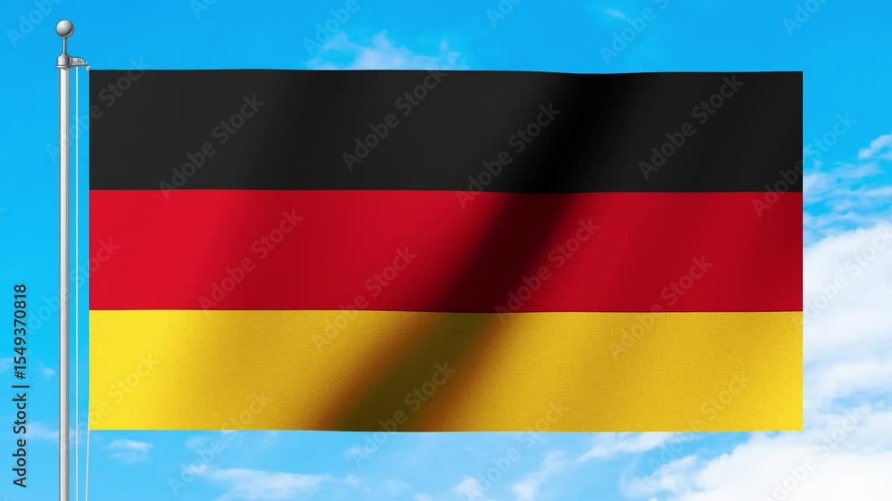 German Flag Waving Under Clear Blue Skies – Hope and National Pride German Flag Waving Under Clear Blue Skies – Hope and National Pride