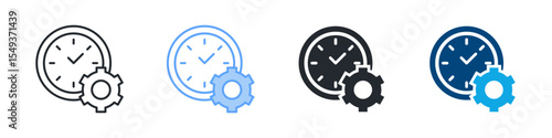 Time Management Icon Set Multiple Style. Designed In Outline, Blue, Glyph, Dual Tone