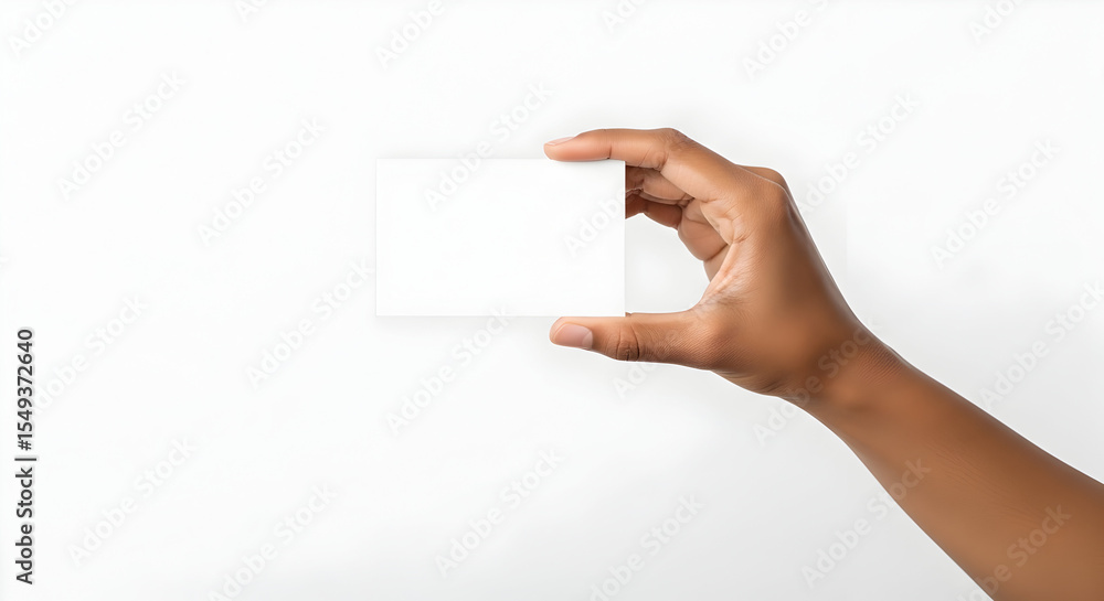 Obraz premium Blank White Card Mockup Hand Holding a Simple, Clean Business Card Template