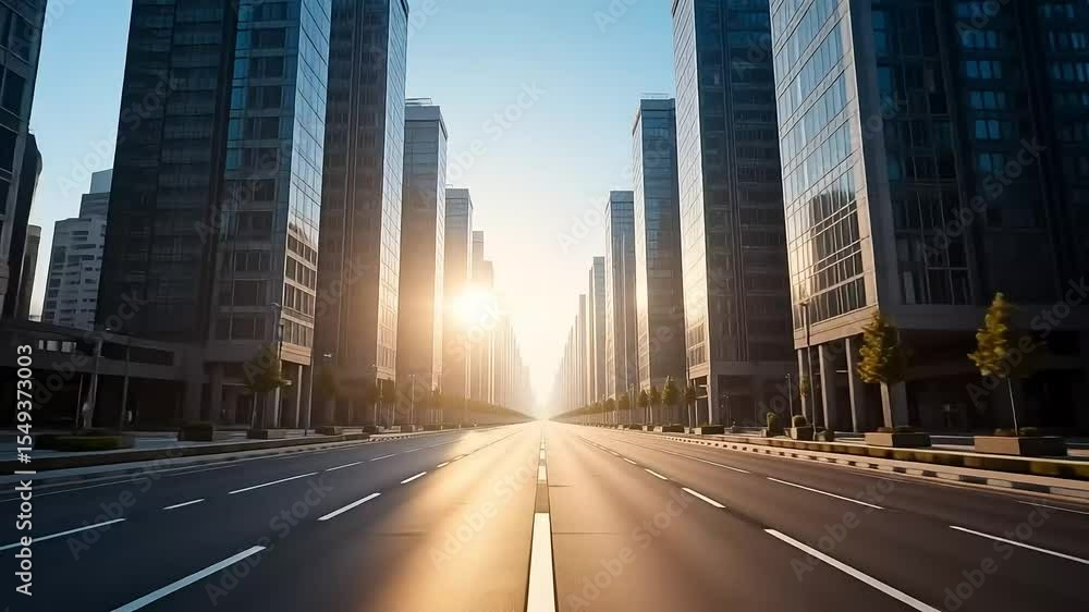 4K Video Animation of Sunrise in Modern Business District 4K Video Animation of Sunrise in Modern Business District