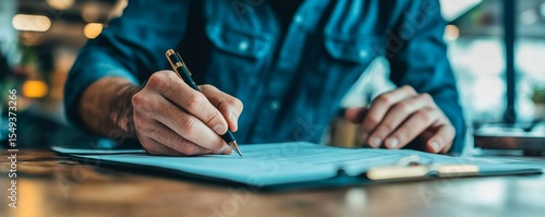 Auto check-up and car service shop concept. Mechanic writing a job checklist to estimate repair costs for a client at a garage., Generative AI