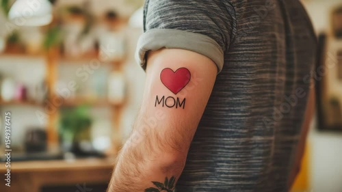 Creative tattoo showcasing love for mother in a cozy setting