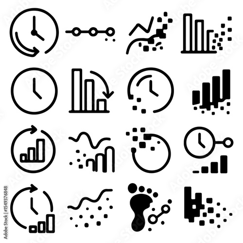Dynamic icon of time, growth, and data, forming a visually captivating display of key concepts. Evoking the power of visual storytelling and the ability to communicate complex information.