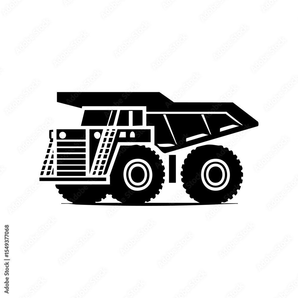 Obraz premium Bold vector of a heavy-duty mining dump truck used in excavation and transportation.