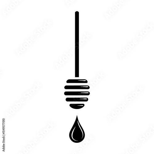 Vector icon of a honey dipper releasing a drop, representing organic sweetness.

