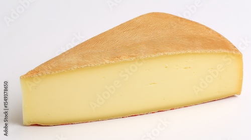 A single wedge of cheese, clean and fresh, showcasing simplicity and natural appeal.
